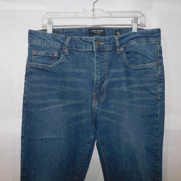 LUCKY BRAND Mens 34 x 32 straight Denim Blue Jeans - Picture 2 of 11